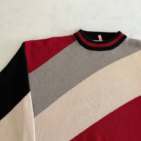 Fenn Wright Manson Color Block Cotton Knit Crewneck Oversized Sweater - Picture 4 of 8